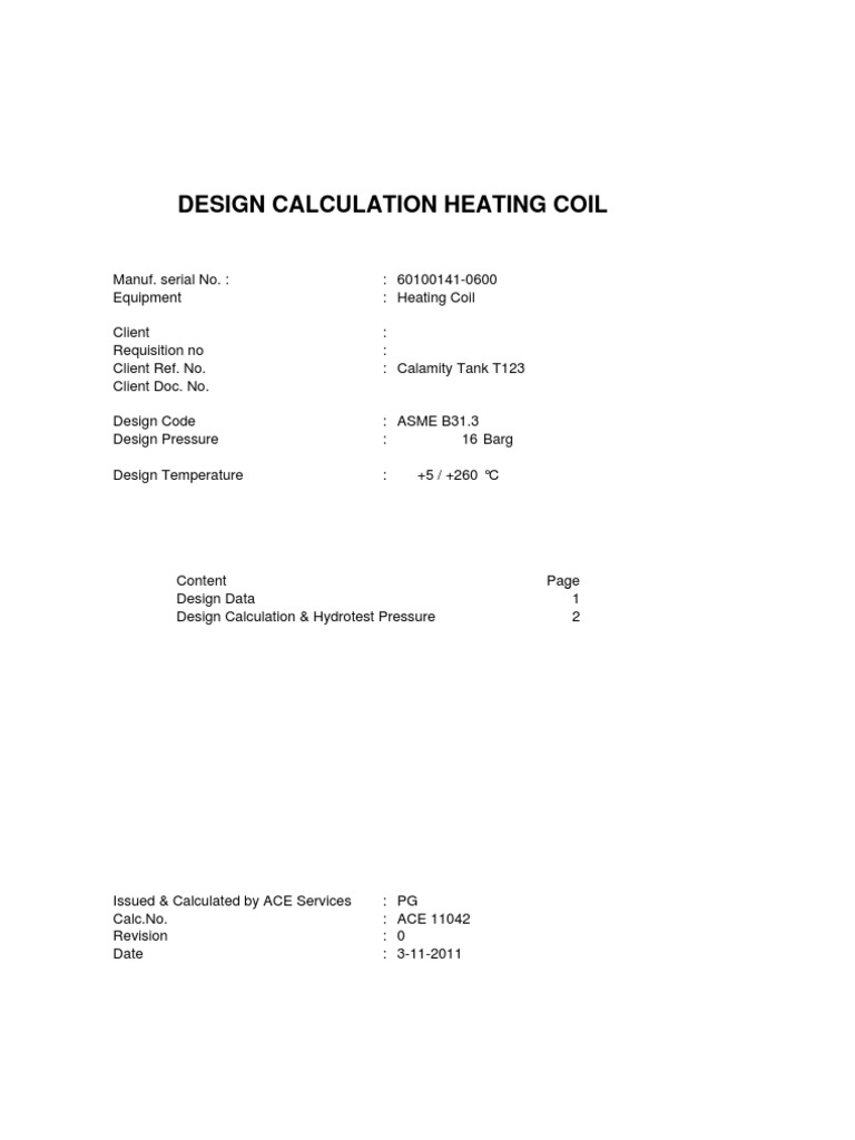 AST Heating Coil Design Calculation Rev 0 PDF