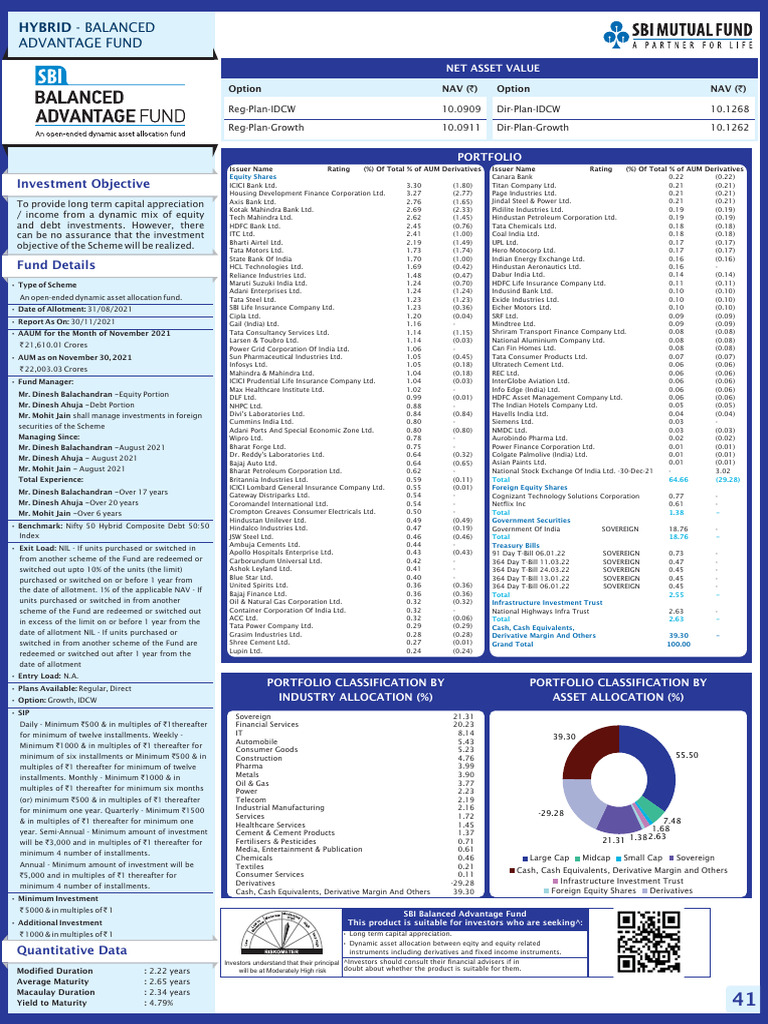 SBI-Balanced-Advantage-Fund-Factsheet | PDF | Investing | Financial ...