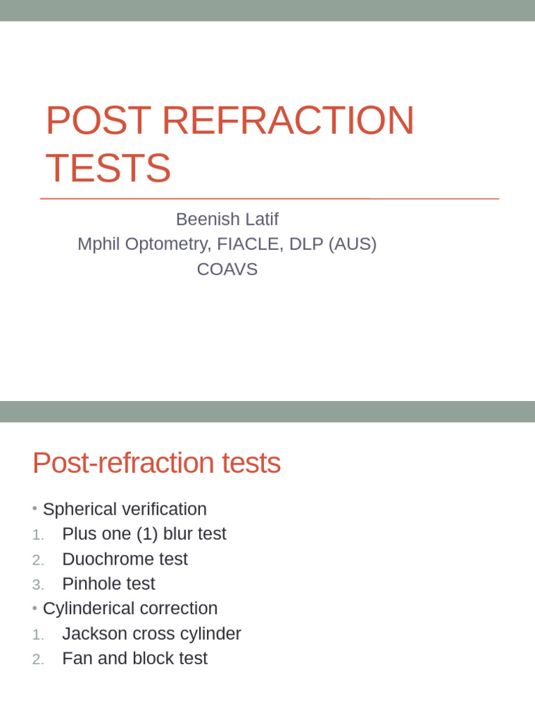 Post-Refraction Testing Methods Explained | PDF | Light ...