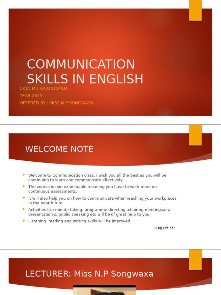 Communication Skills in English | PDF | Communication | Nonverbal ...