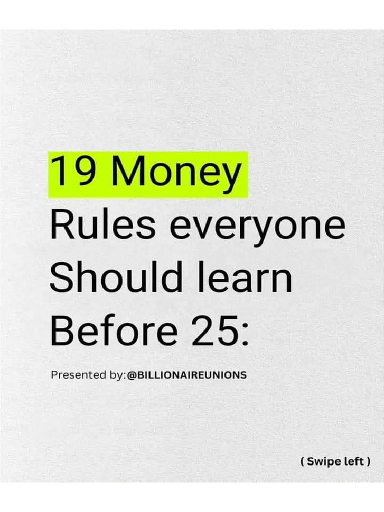 19 Money Rules Everyone Should Learn Before 25 Age | PDF