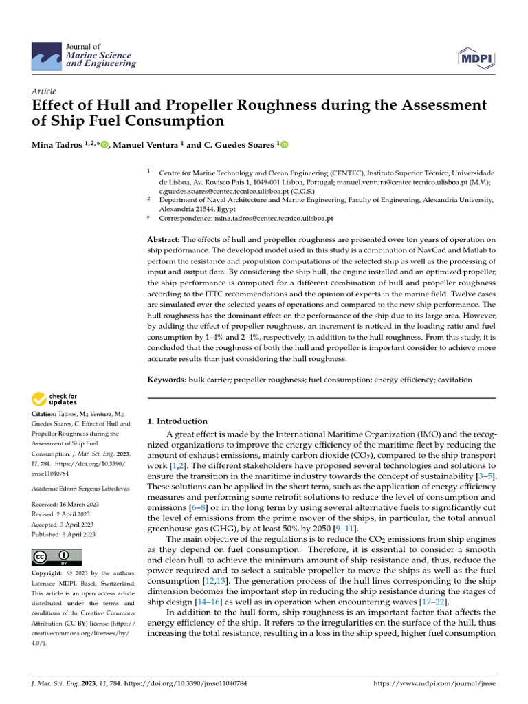 Effect of Hull and Propeller Roughness During The Assessment of Ship ...