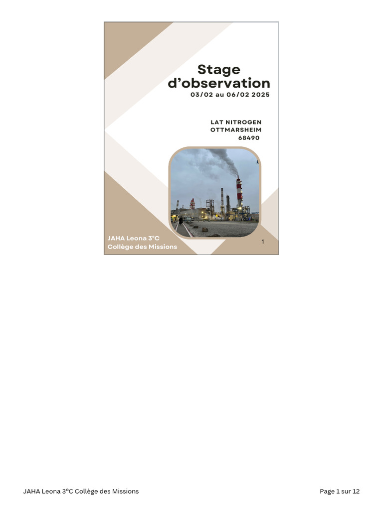Stage d'observation chez LAT Nitrogen | PDF