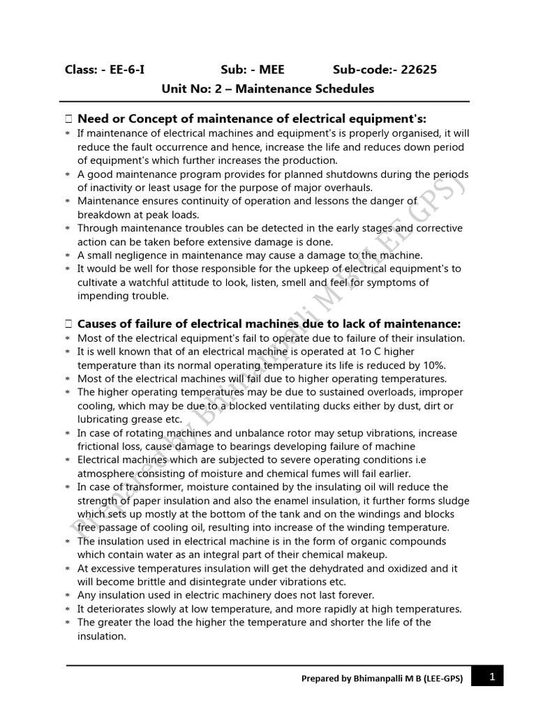 Electrical Equipment Maintenance Guide | PDF | Bearing (Mechanical ...