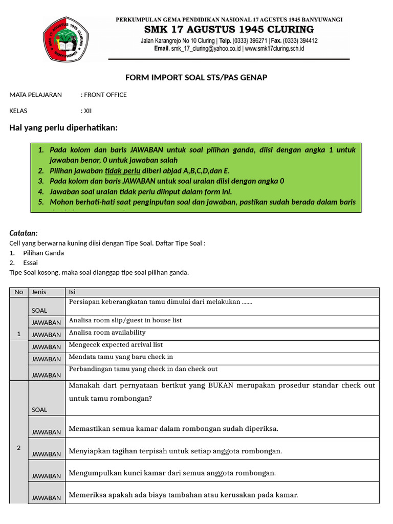 3. FORM SOAL SAS-PAS | PDF