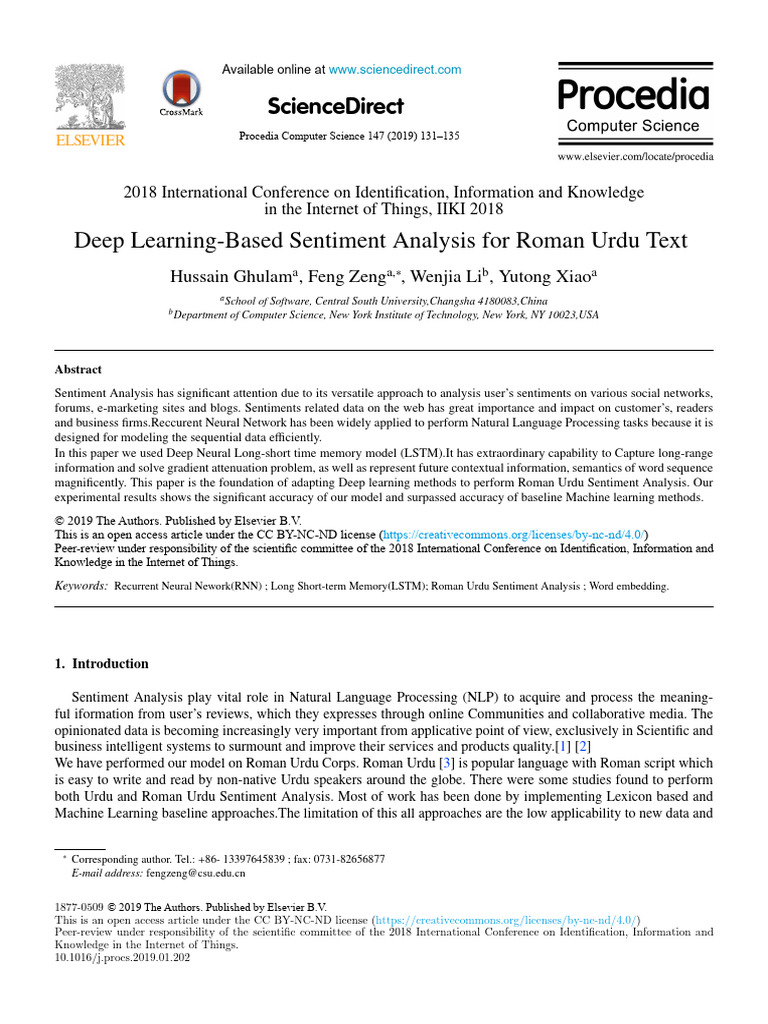 Roman Urdu Sentiment Analysis Using LSTM | PDF | Deep Learning ...