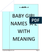 Baby Girl Names a-Z With Meaning