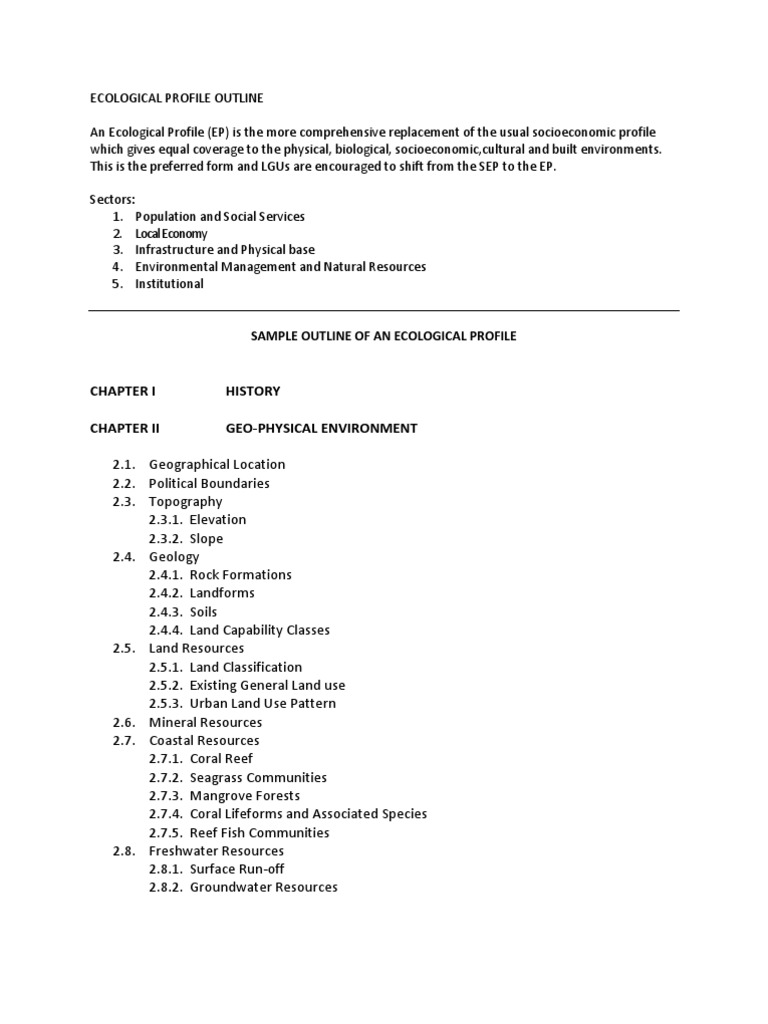 Comprehensive Ecological Profile Outline | PDF | Ecology | Agriculture