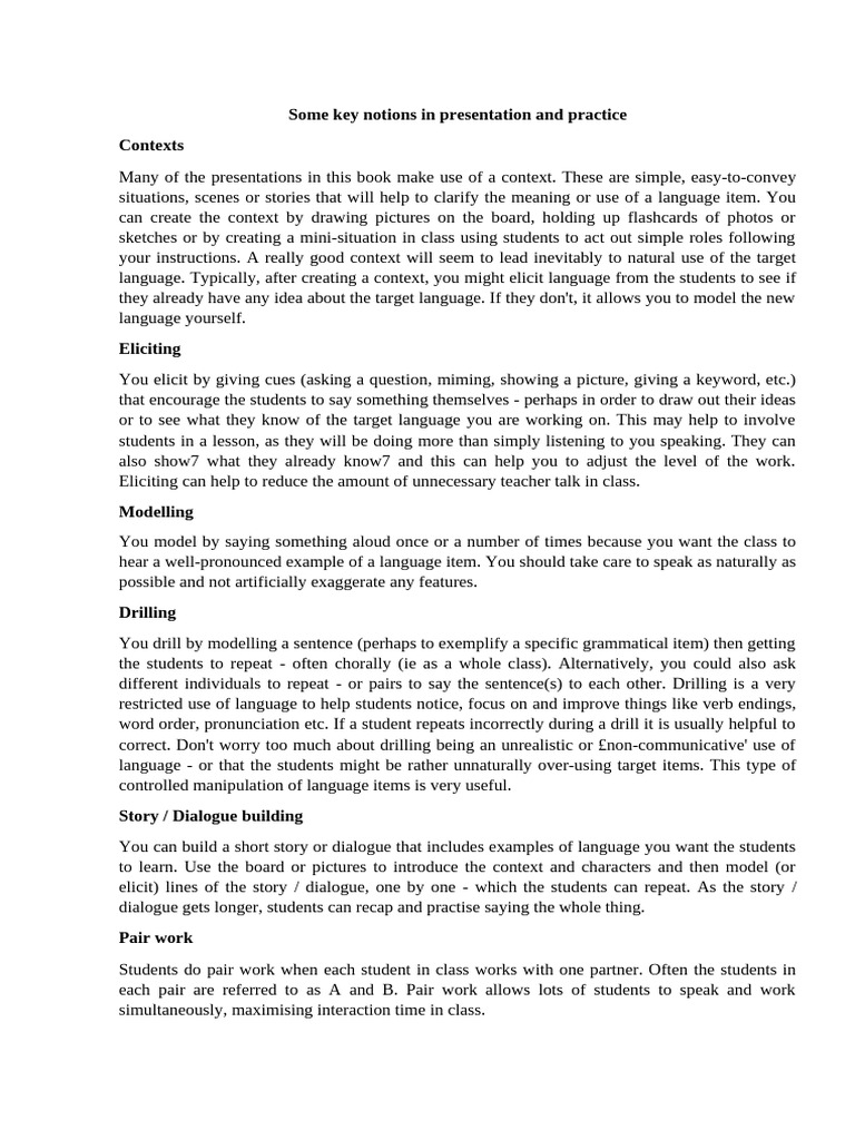 Some Key Notions in Presentation and Practice | PDF | Grammatical Tense ...