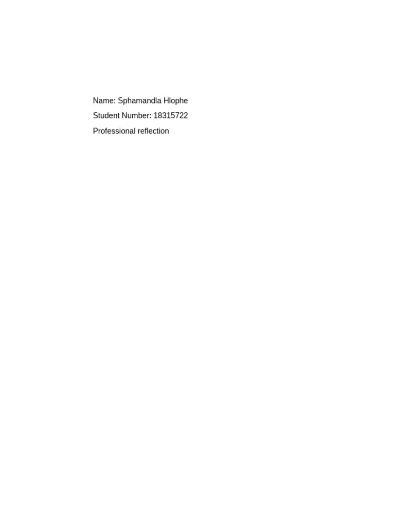 Professional Reflection | PDF