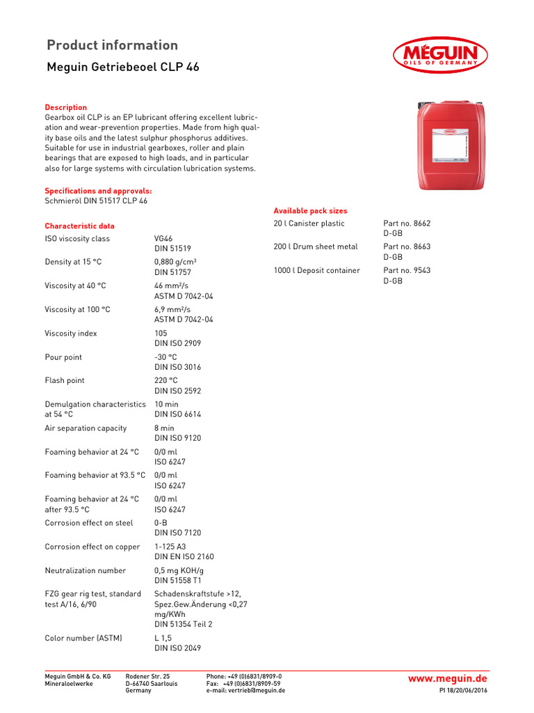 Meguin Getriebeöl CLP 220 – 20 Liter Kanister F? Produktbild-Vorschau 2