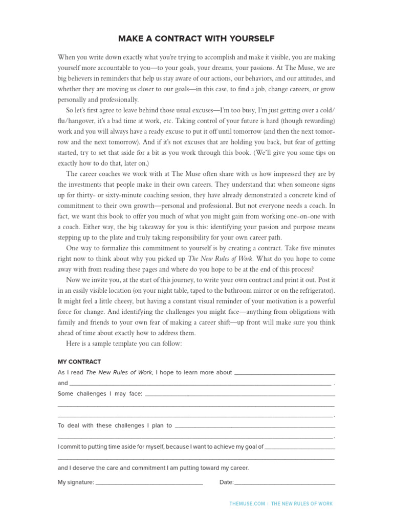 Personal Commitment Contract Template | PDF | Cognition | Psychological ...