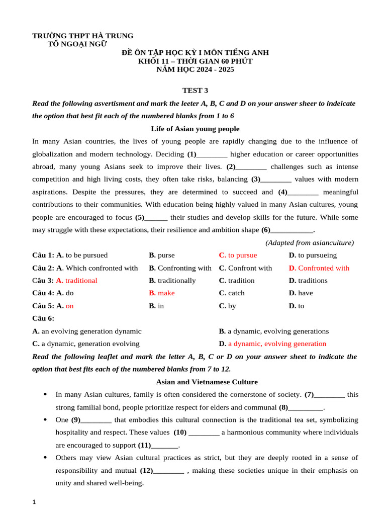 English Test for 11th Grade Students | PDF | Urbanization | Internet Of ...