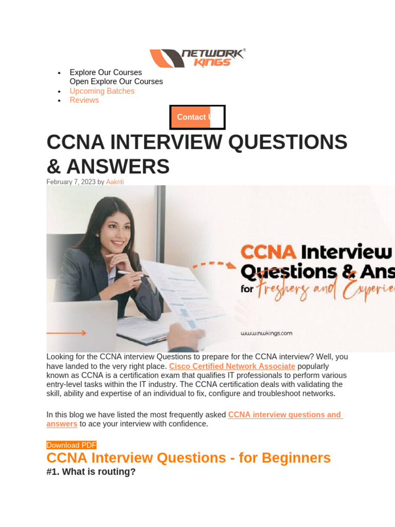 CCNA Interview Questions & Answers Guide | PDF | Computer Network | Routing