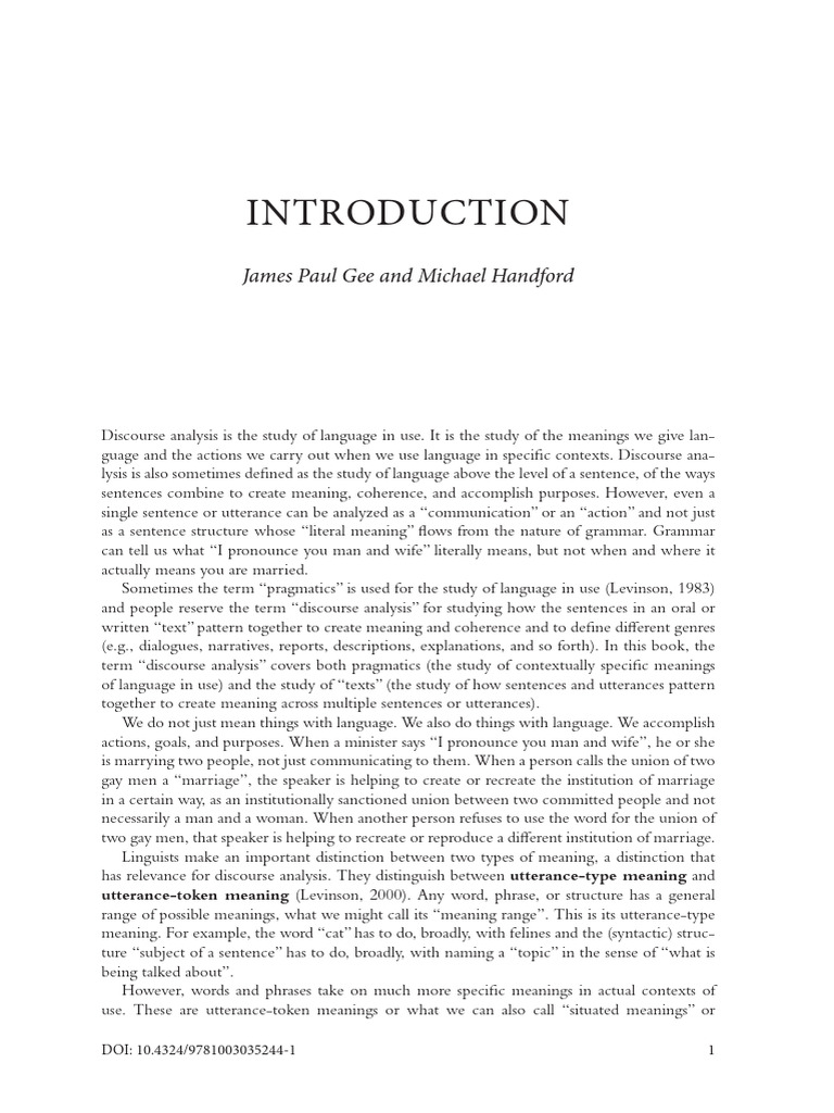 Discourse Analysis: Meaning in Context | PDF | Semantics | Linguistics
