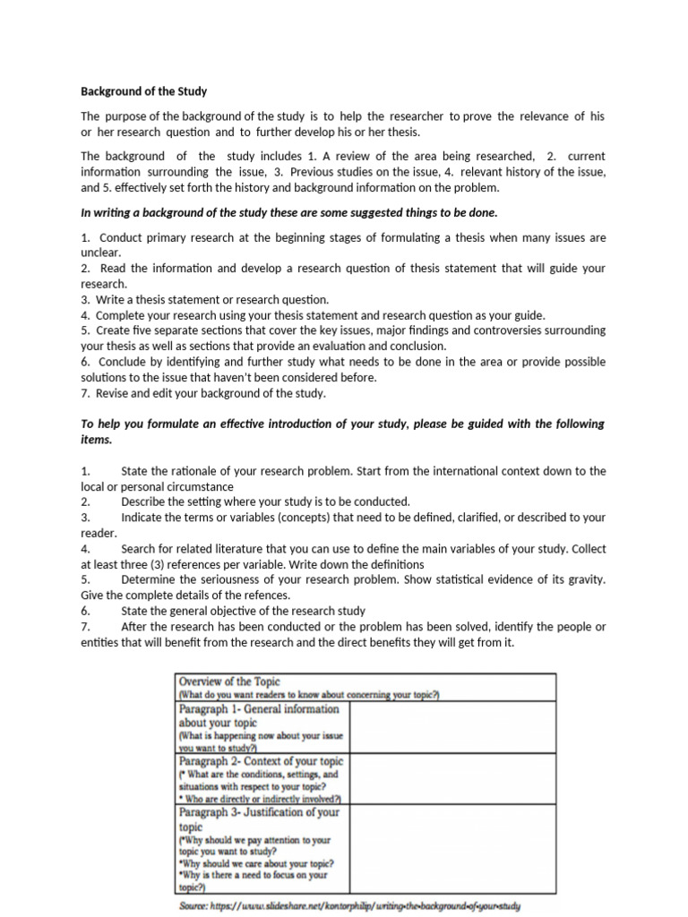 Crafting an Effective Study Background | PDF