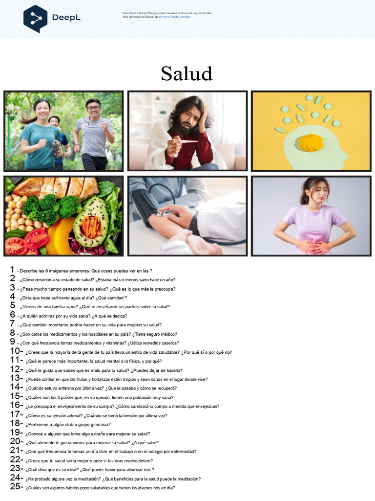 25 Preguntas para Conversar sobre Salud | PDF