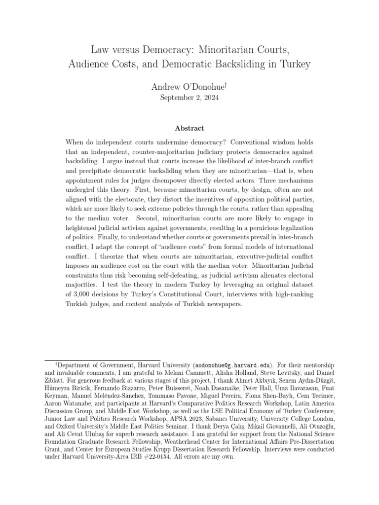 Minoritarian Courts and Democracy in Turkey | PDF | Democracy ...