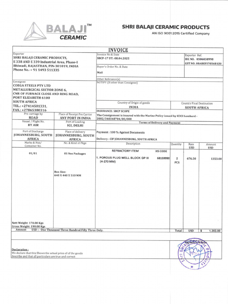 SBCP-17 Coega Inv & PL | PDF