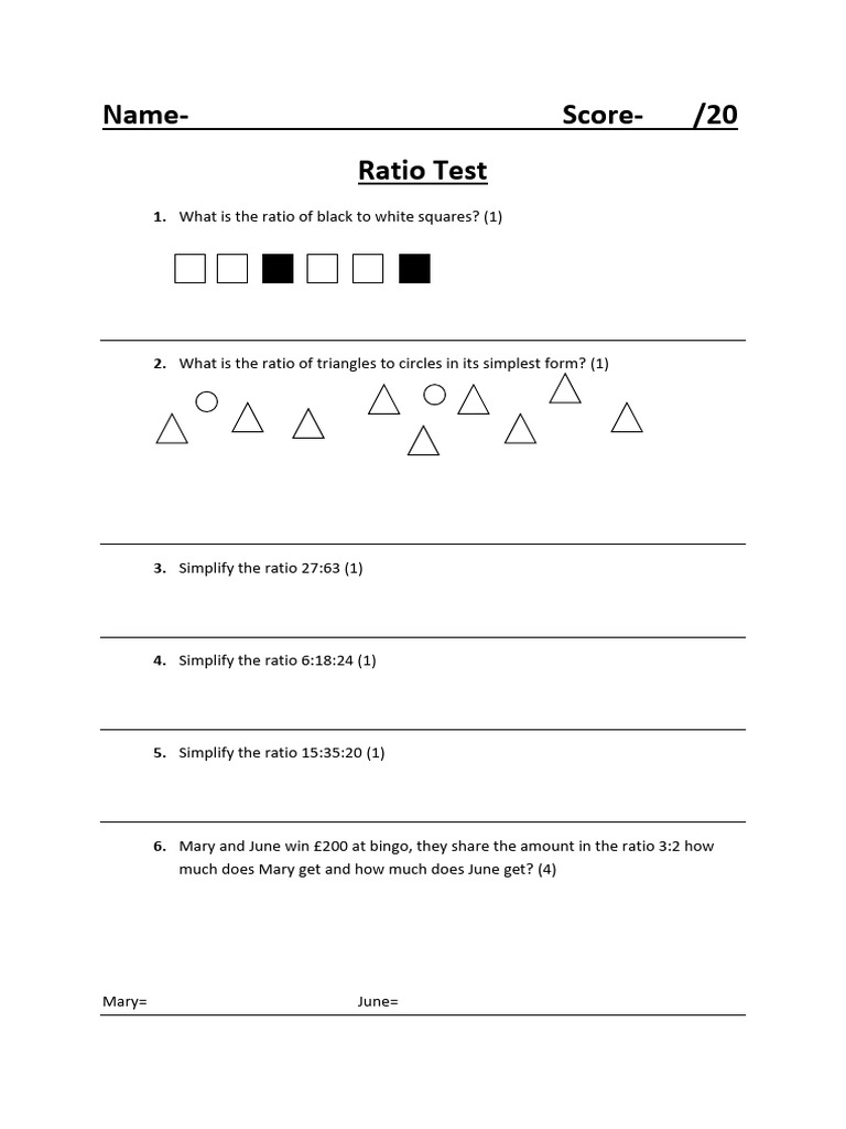Ratio Simplification and Sharing Problems | PDF