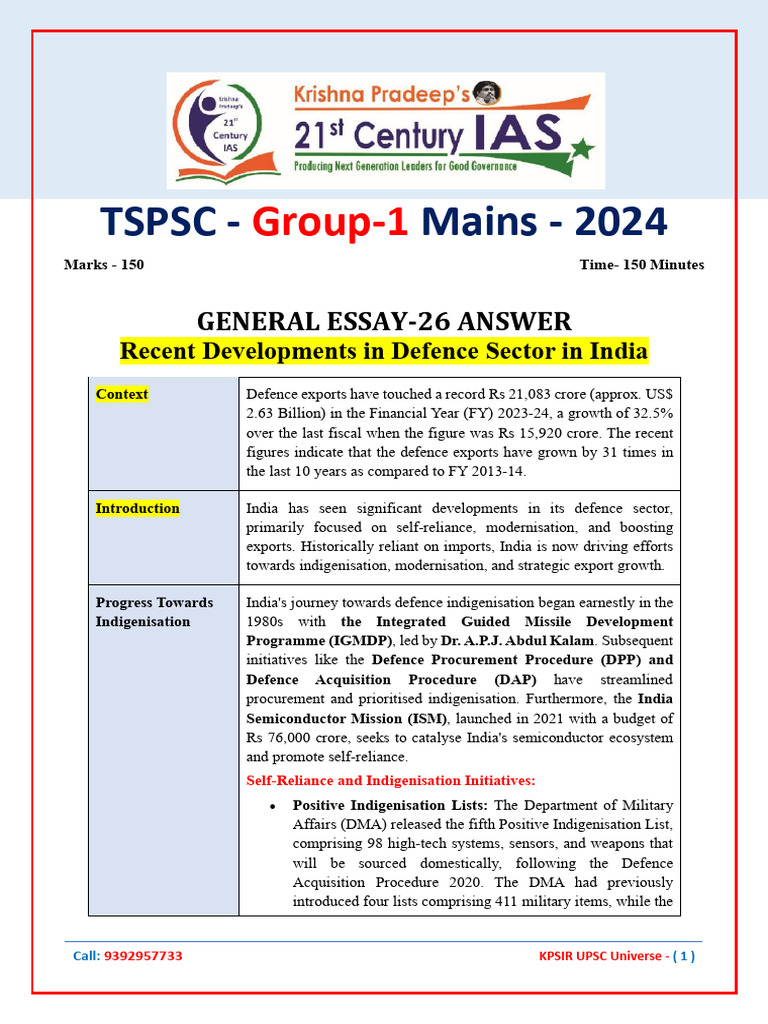 India’s Defence Sector Growth 2024 | PDF