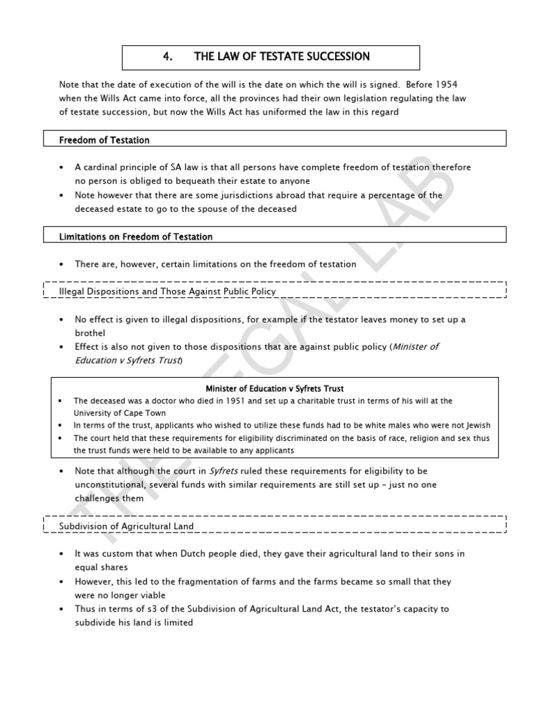 Law of Testate Succession Explained | PDF | Will And Testament | Common Law