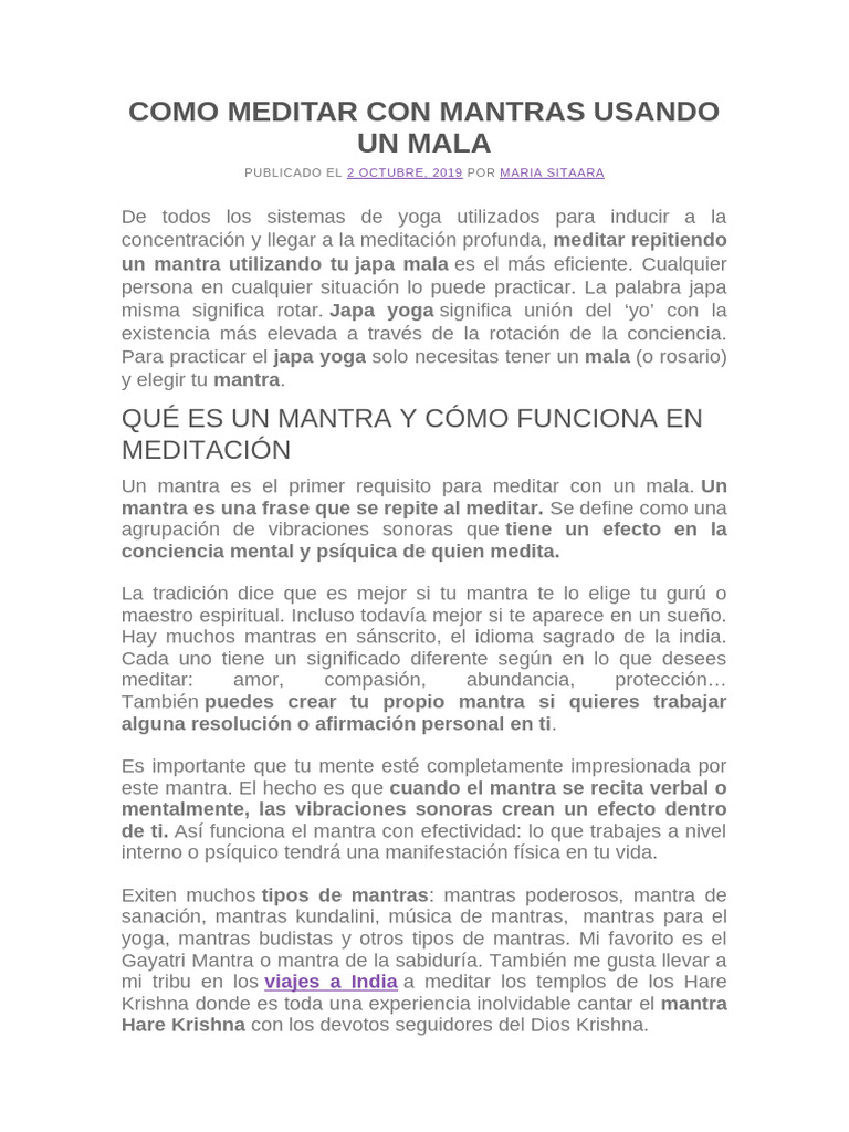 Como Meditar Con Mantras Usando Un Mala | PDF | Mantra | Meditación