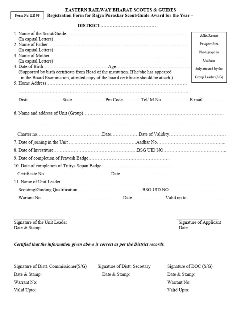 Rajya Puraskar Application Form | PDF | Scouting