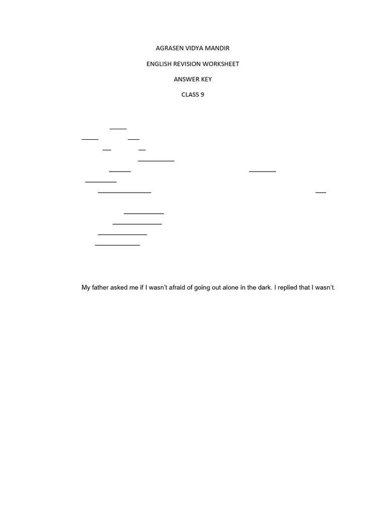 Eng Worksheet Answer Key | PDF