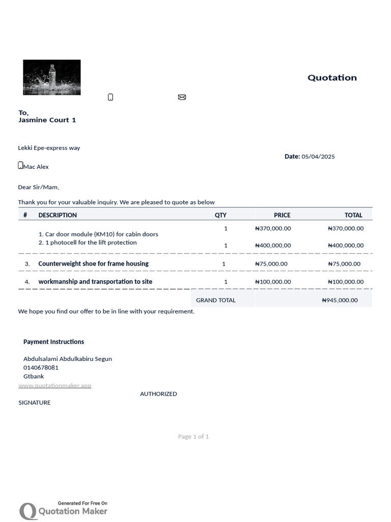 Quote-29 in Doc in PDF | PDF