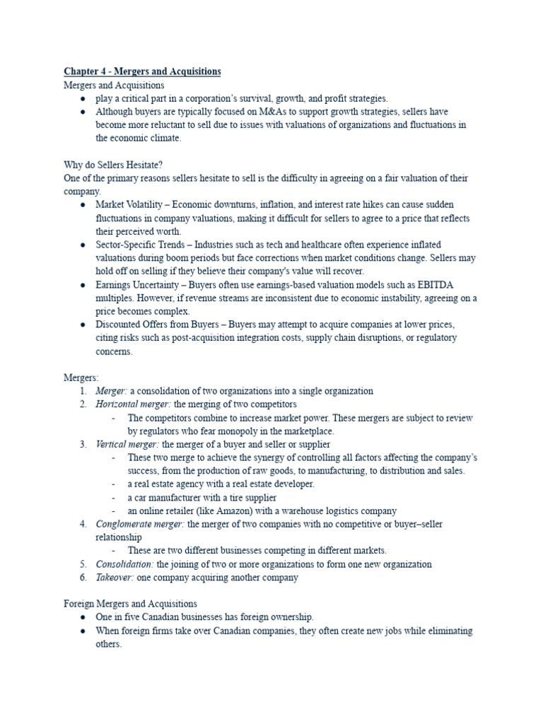Mergers and Acquisitions Insights | PDF | Mergers And Acquisitions ...