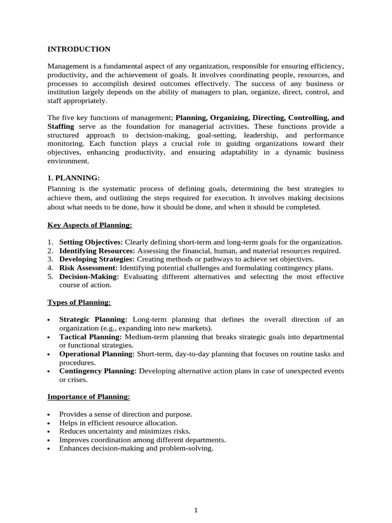 Functions of Management Explained | PDF | Planning | Leadership