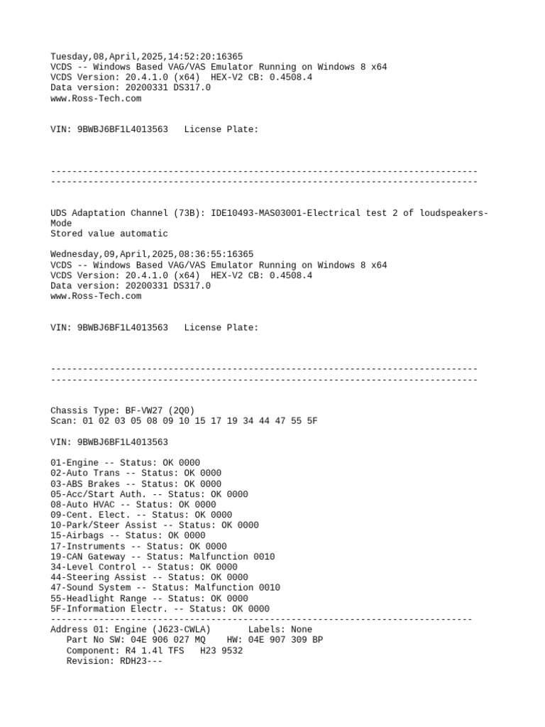 VAG Fault Codes Overview for VW27 | PDF | Car Body Styles | Car