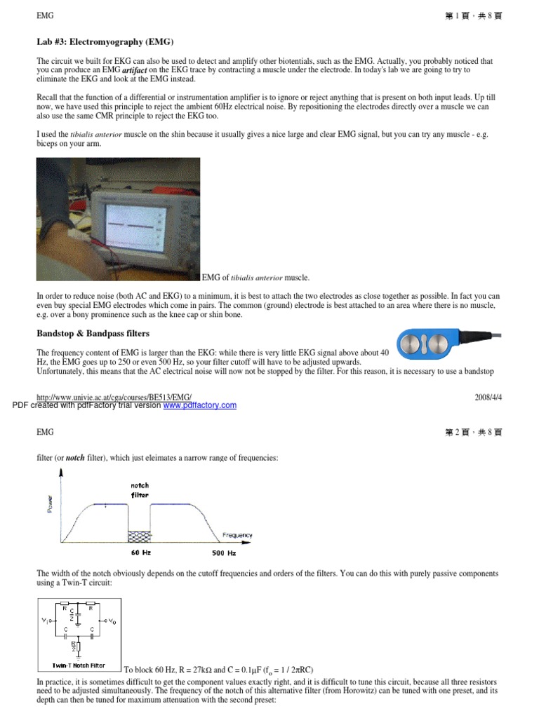 Lab #3: Electromyography (EMG) | PDF | Electromyography | Electrical ...