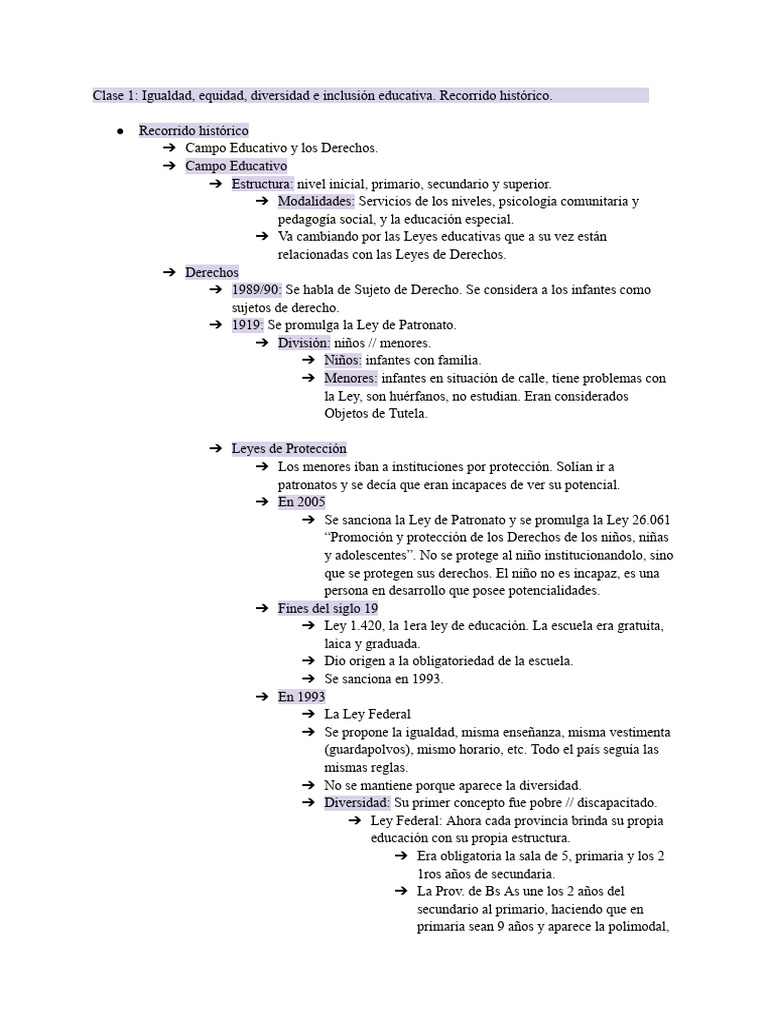 Historia de la Inclusión Educativa en Argentina | PDF | Percepción ...