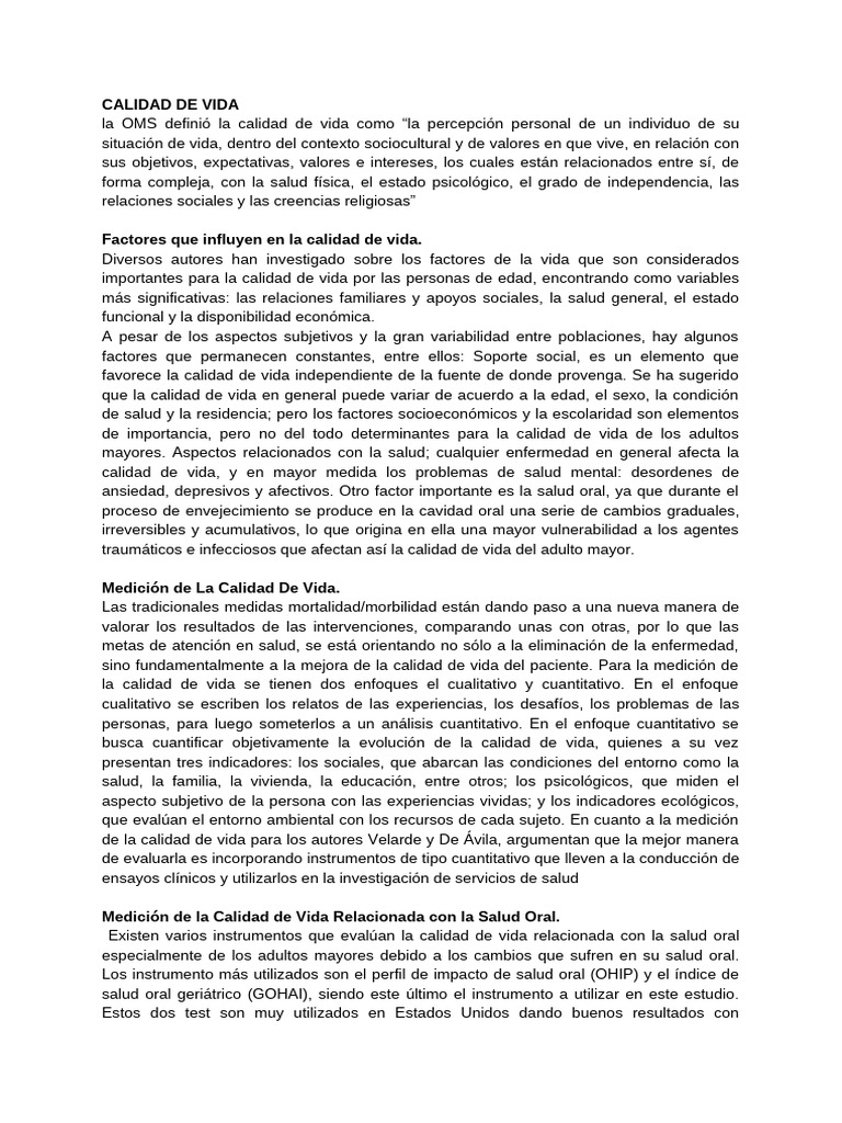 Salud Oral y Calidad de Vida en Mayores | PDF | Adultos | Vejez
