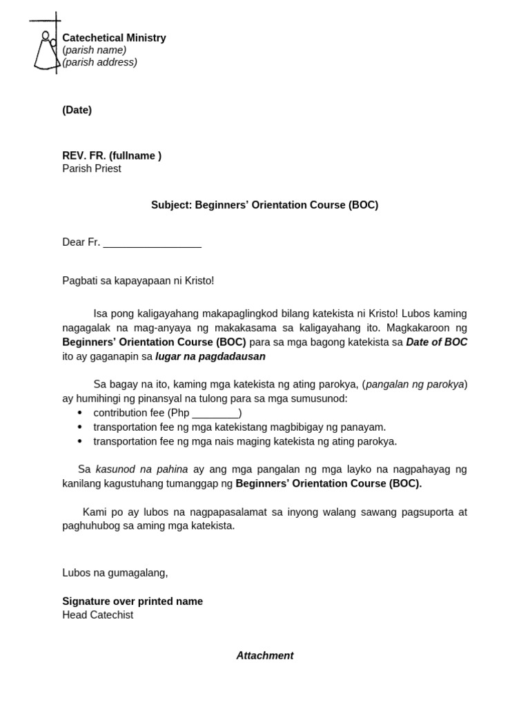 BOC 2024 HeadCat Template Letter | PDF
