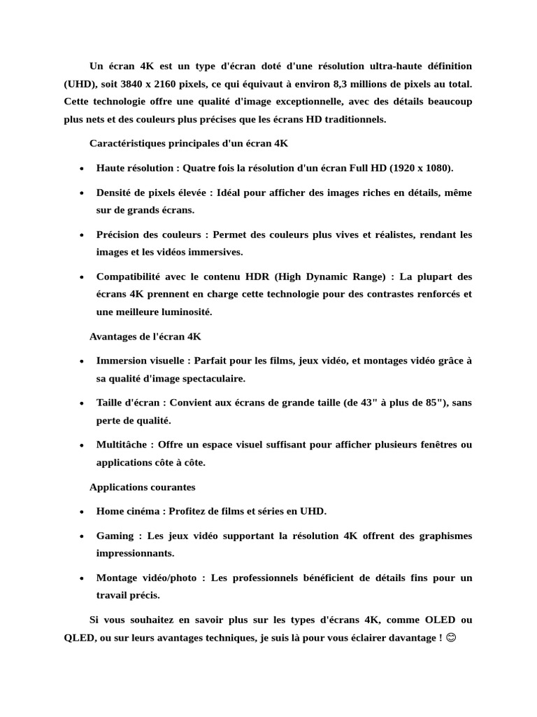 Avantages des écrans 4K | PDF