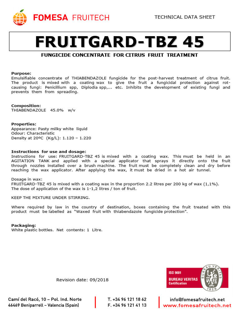 TBZ Fungicide Application Guide | PDF