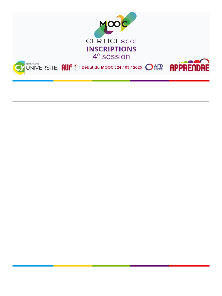 Inscription au MOOC Certice 2025 | PDF