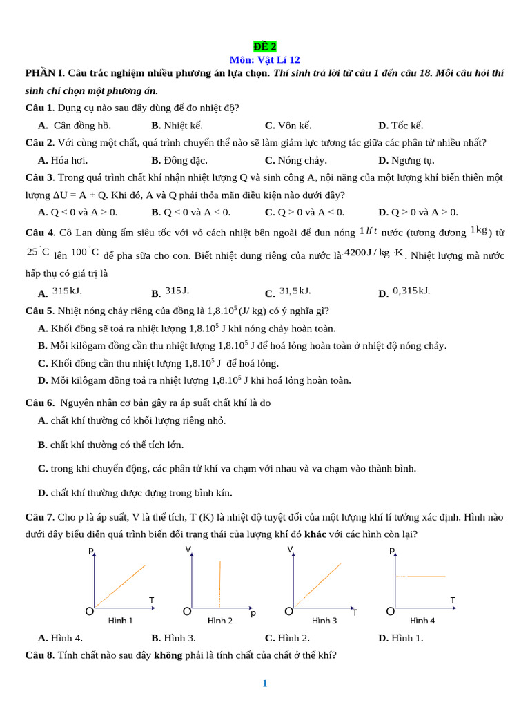 Đề Hk1 - Đề 2 Vat-li-12 | PDF