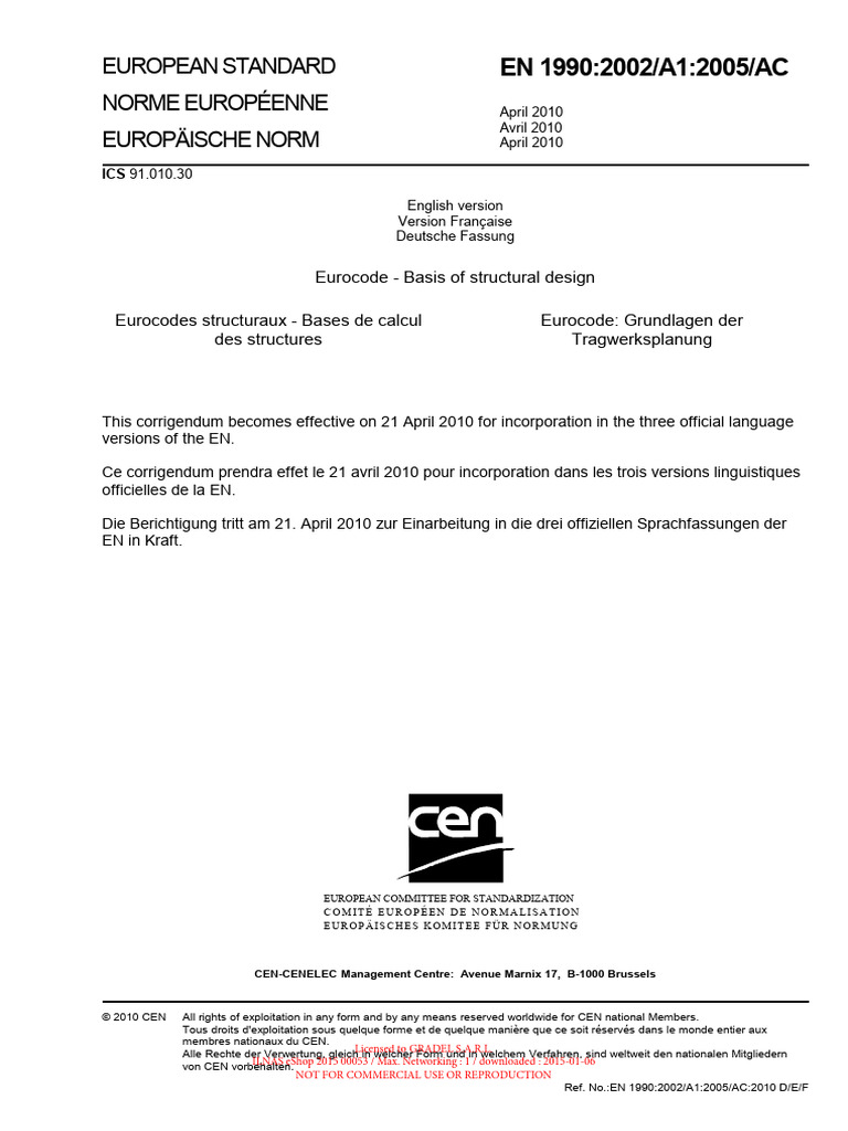 Corrigendum Eurocode EN 1990:2002 | PDF | Fatigue (matériau) | Physique ...