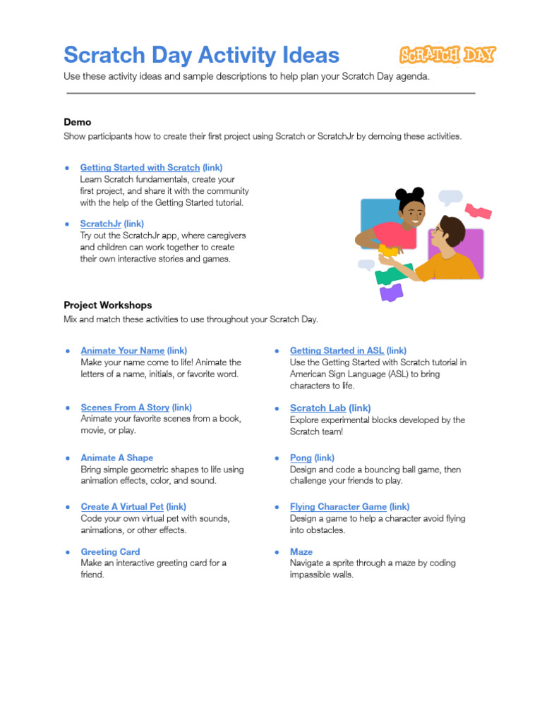 Scratch Day Activity Ideas and Workshops | PDF | Scratch (Programming ...