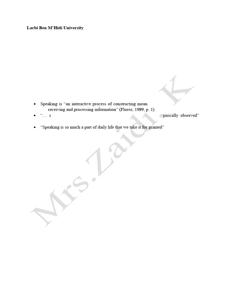 Teaching the Speaking Skill in ESL | PDF | Learning | Second Language