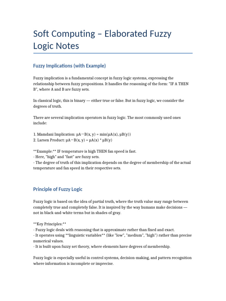 Fuzzy Logic Elaborated Notes | PDF | Fuzzy Logic | Logic