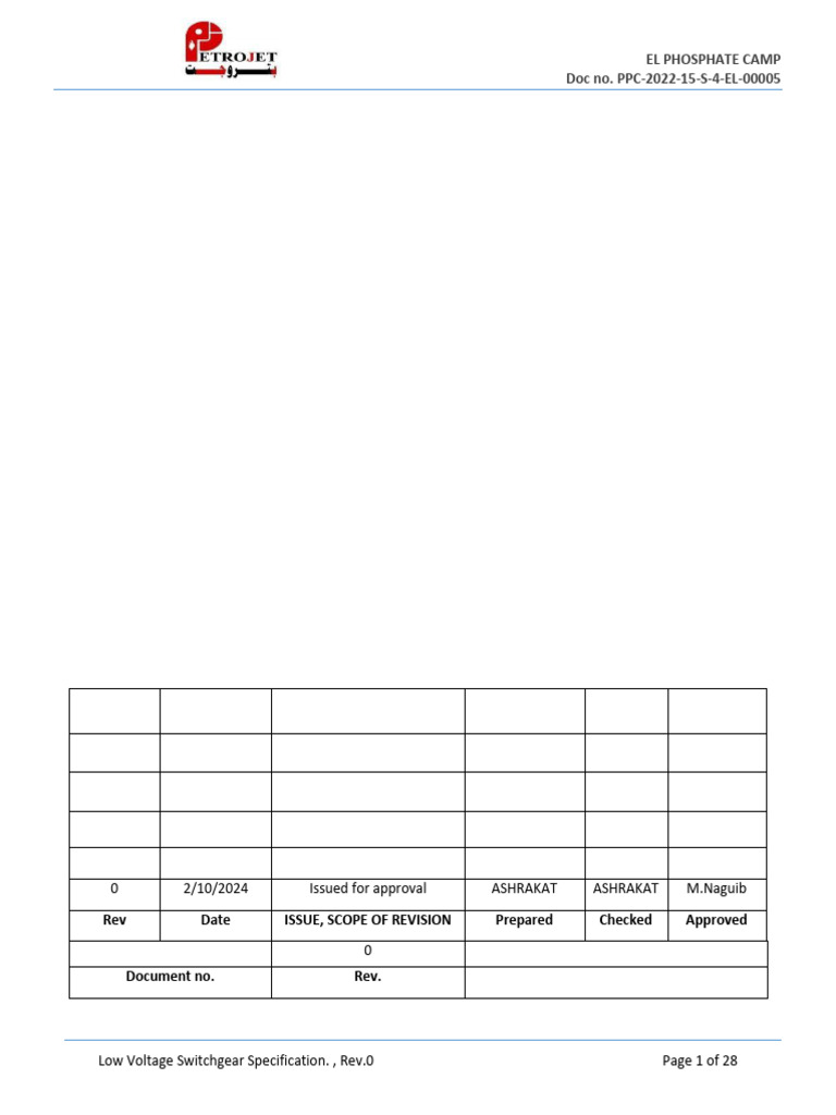 Low Voltage Switchgear Specification | PDF | Electrical Wiring ...