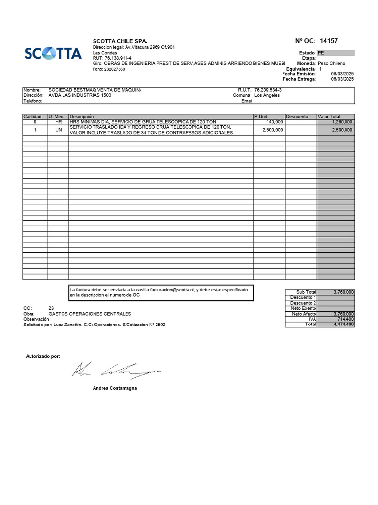 Oc 14157 Orden de Compra Bestmaq - Operaciones - 06 de Marzo 2025 | PDF