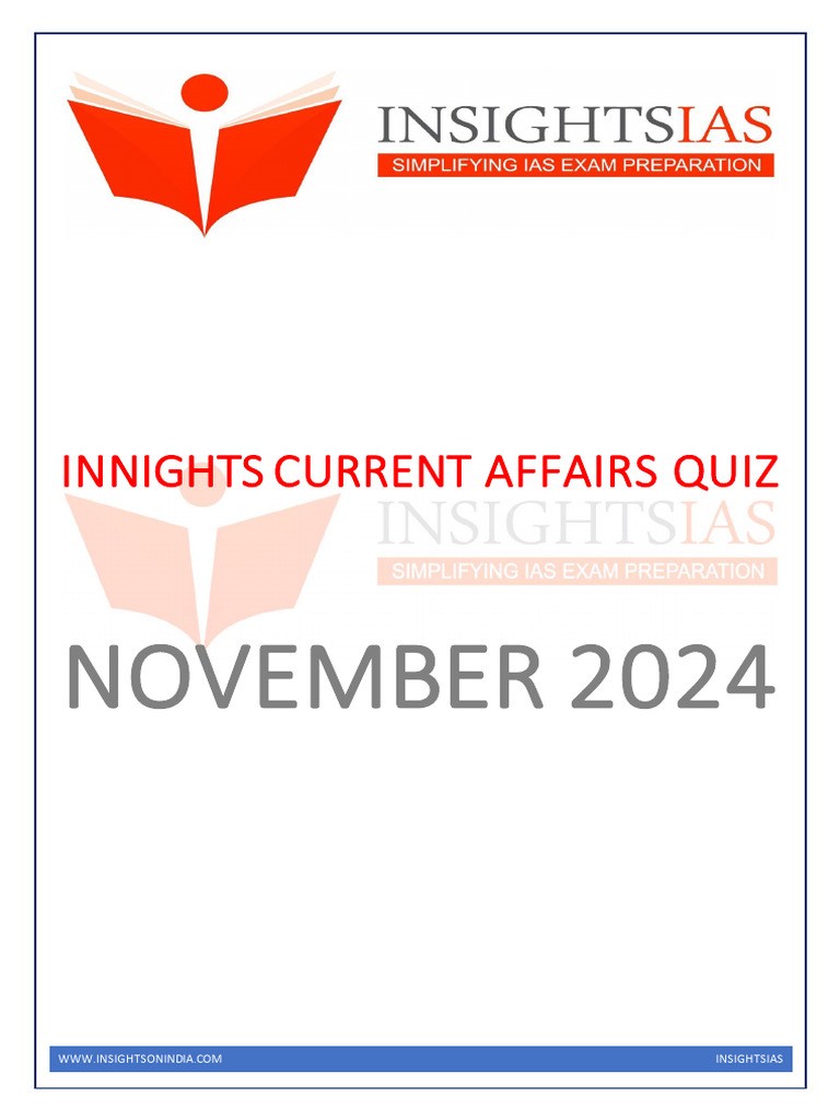 November 2024 Current Affairs Quiz | PDF | Taxes | Coral