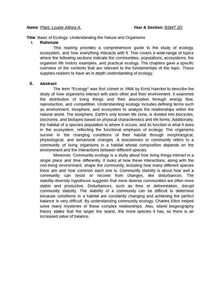 Plant Ass. No. 1 Basic Ecology | PDF | Ecology | Ecosystem