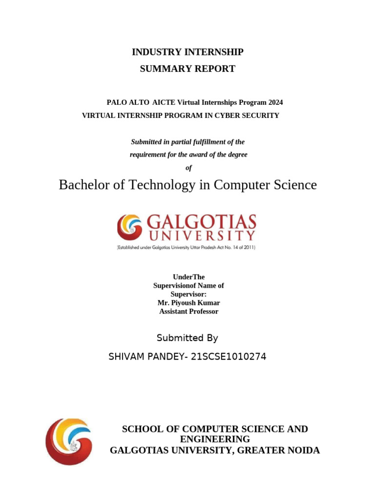 Cyber Security Virtual Internship Report | PDF | Security | Computer ...